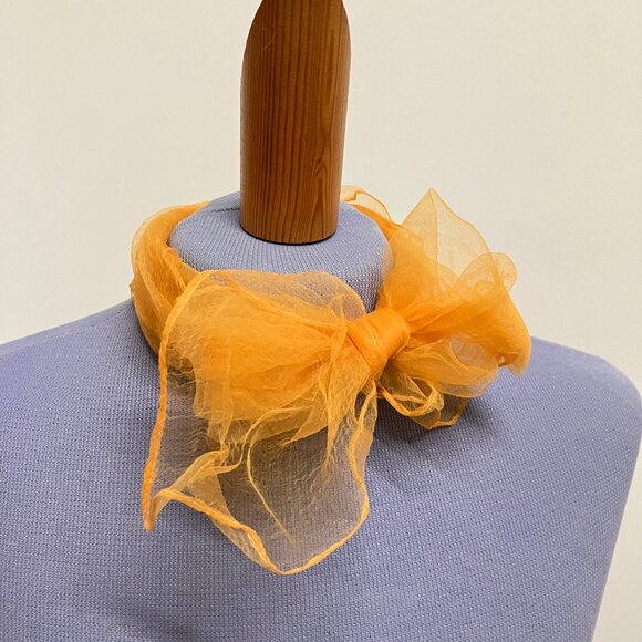 Sheer Vintage Scarf for Hair Neck Head Yellow & Orange Set of 5 Scarves - Picture 2 of 10